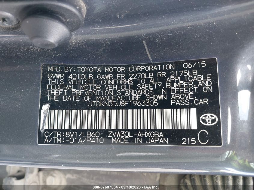 2015 TOYOTA PRIUS FOUR - JTDKN3DU8F1963305