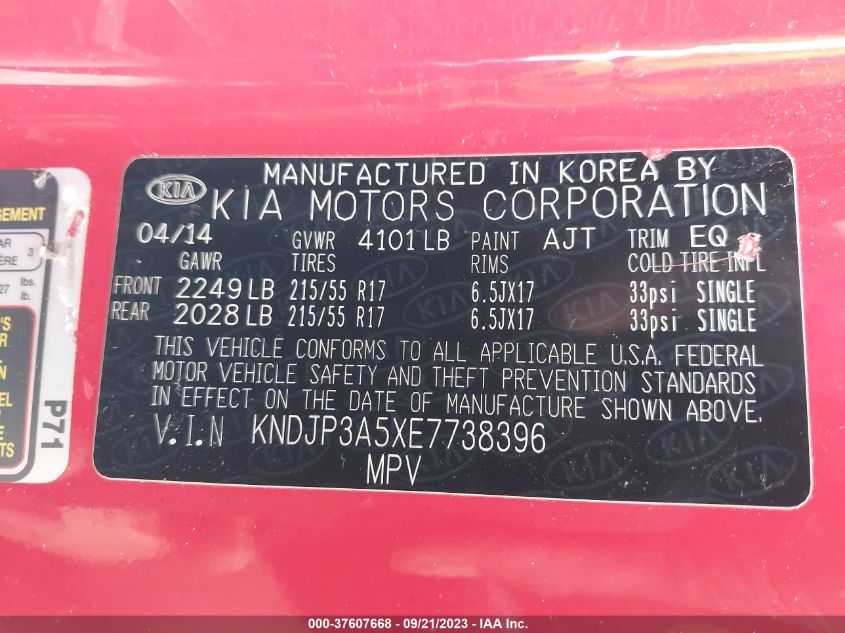 2014 KIA SOUL + - KNDJP3A5XE7738396
