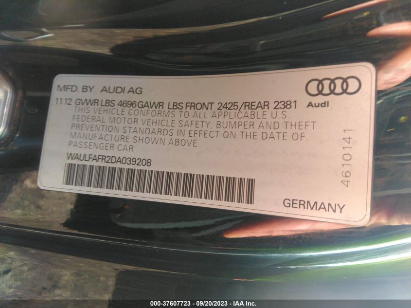 2013 AUDI A5 PREMIUM PLUS - WAULFAFR2DA039208