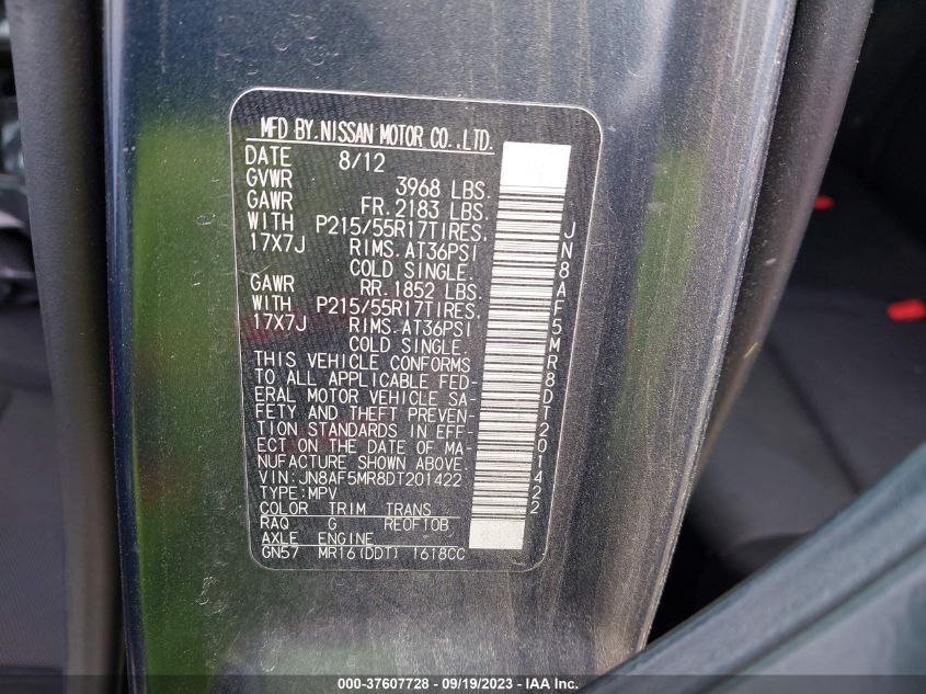 2013 NISSAN JUKE S/SV/SL - JN8AF5MR8DT201422