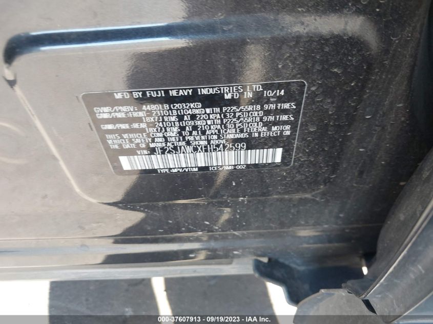2015 SUBARU FORESTER 2.5I TOURING - JF2SJAWCXFH542599
