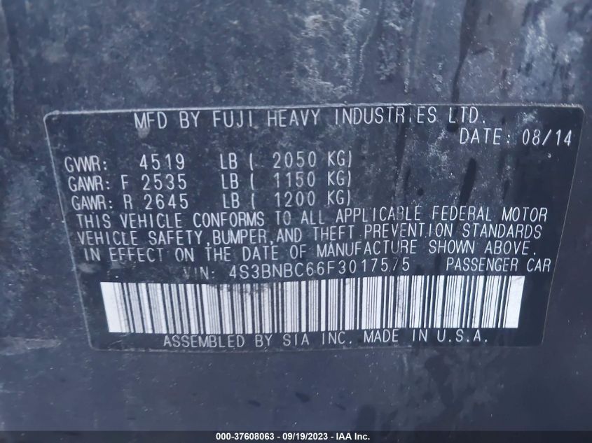 2015 SUBARU LEGACY 2.5I PREMIUM - 4S3BNBC66F3017575