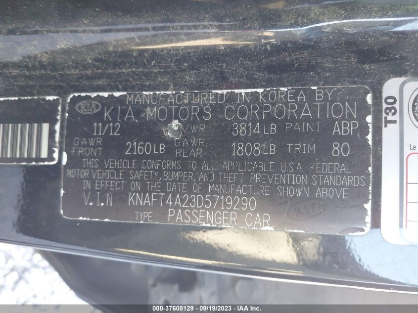 2013 KIA FORTE LX - KNAFT4A23D5719290