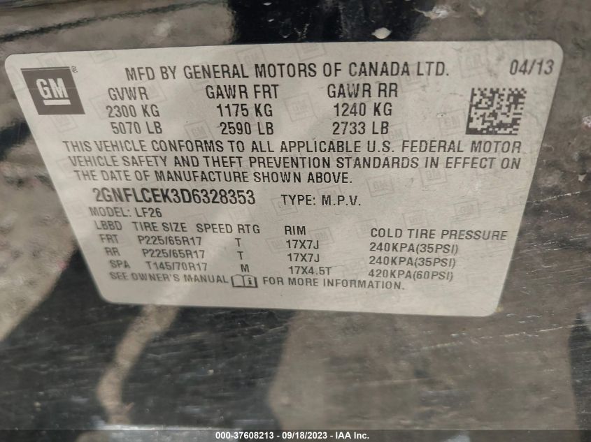 2013 CHEVROLET EQUINOX LS - 2GNFLCEK3D6328353