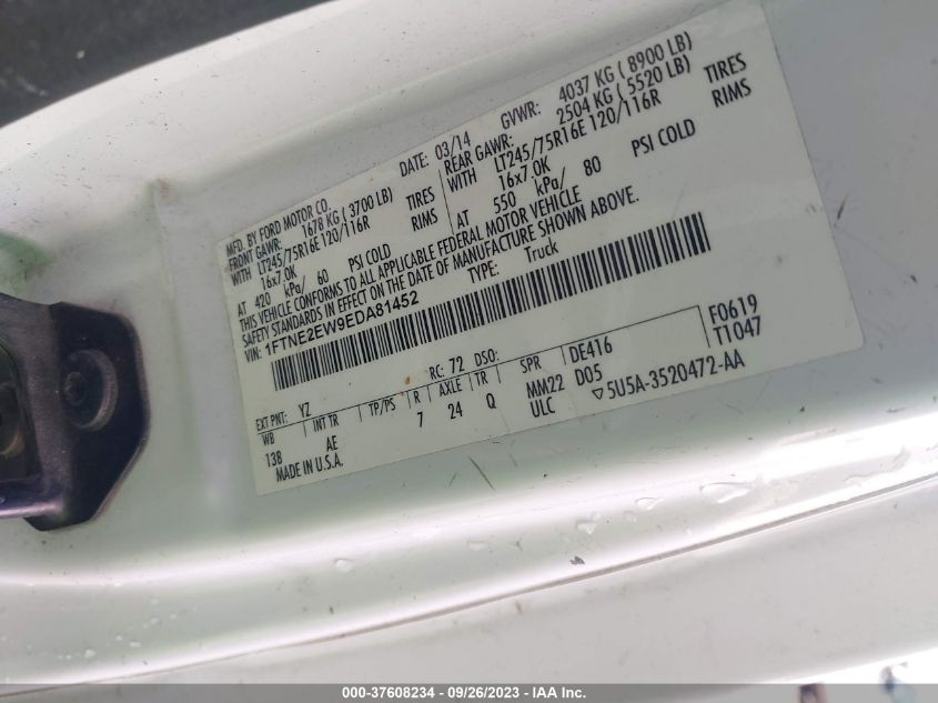 2014 FORD ECONOLINE CARGO VAN COMMERCIAL/RECREATIONAL 1FTNE2EW9EDA81452