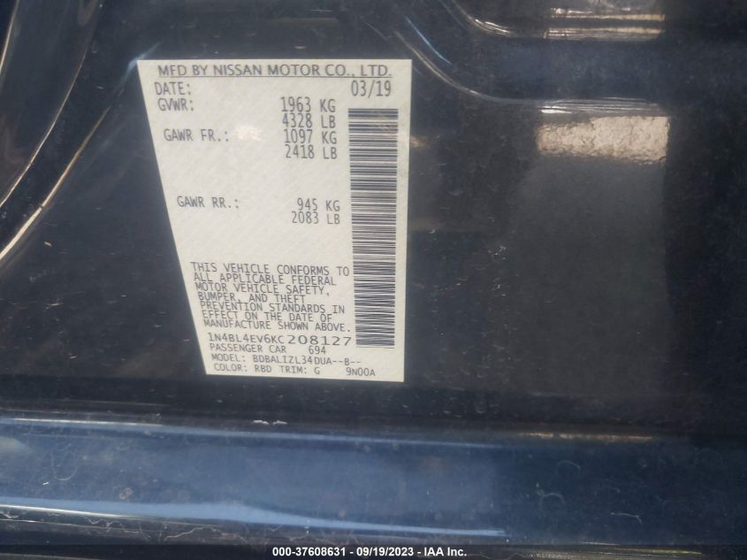 2019 NISSAN ALTIMA 2.5 SL - 1N4BL4EV6KC208127