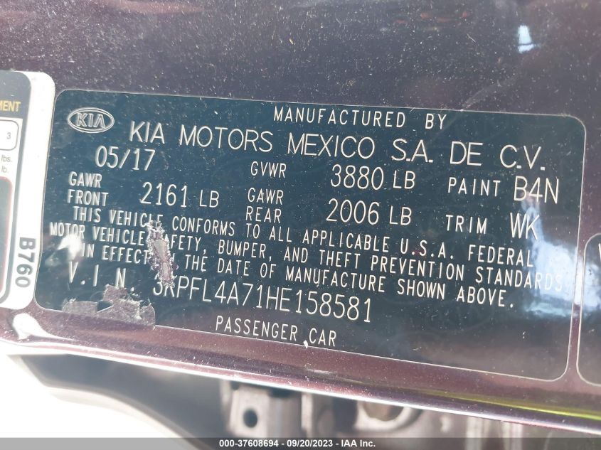 2017 KIA FORTE LX - 3KPFL4A71HE158581