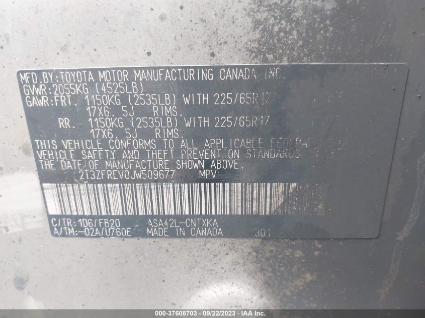 2018 TOYOTA RAV4 LE - 2T3ZFREV0JW509677