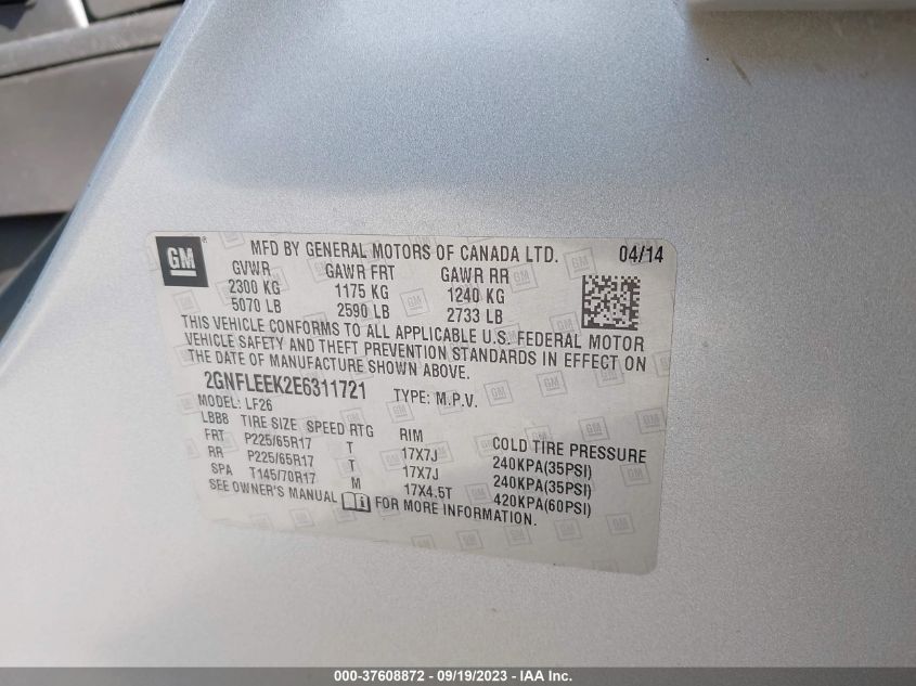 2014 CHEVROLET EQUINOX LS - 2GNFLEEK2E6311721