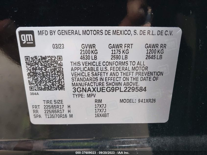 2023 CHEVROLET EQUINOX LT - 3GNAXUEG9PL229584