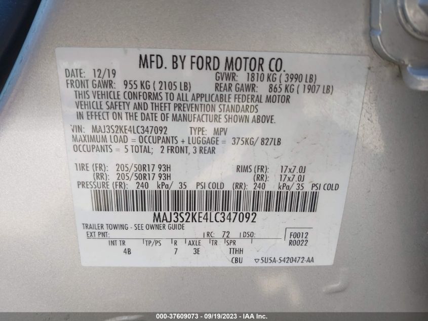 2020 FORD ECOSPORT TITANIUM - MAJ3S2KE4LC347092