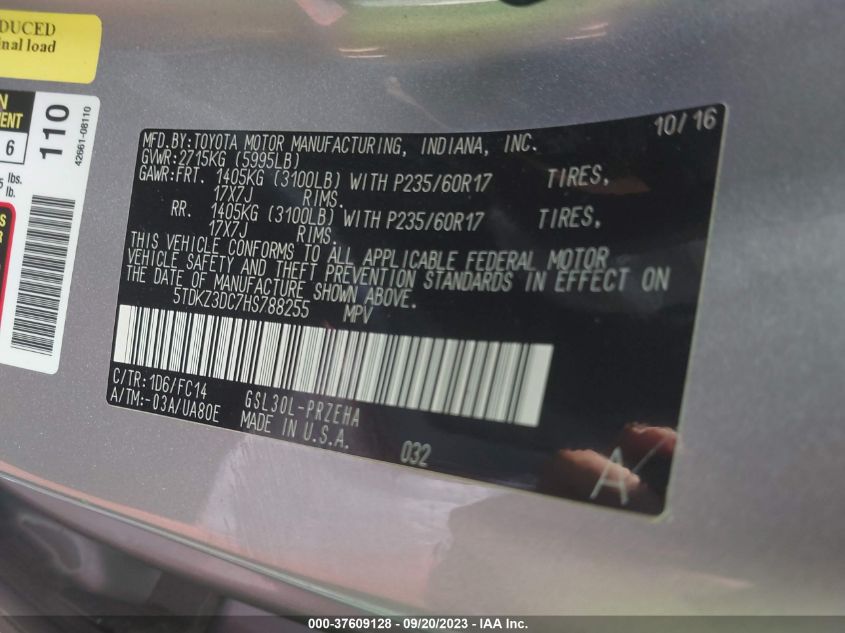 2017 TOYOTA SIENNA LE - 5TDKZ3DC7HS788255