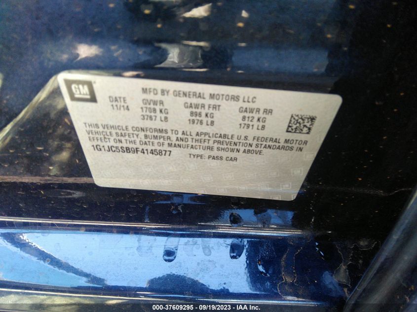 2015 CHEVROLET SONIC LT - 1G1JC5SB9F4145877