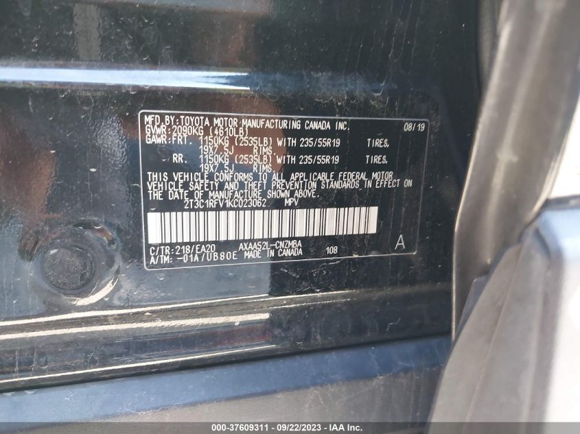 2019 TOYOTA RAV4 XLE PREMIUM - 2T3C1RFV1KC023062