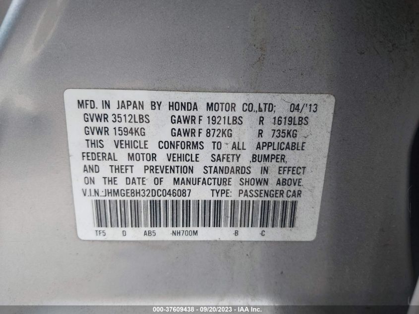 2013 HONDA FIT - JHMGE8H32DC046087