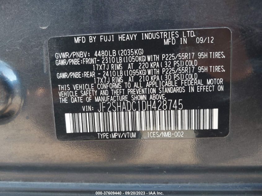 2013 SUBARU FORESTER 2.5X PREMIUM - JF2SHADC1DH428745