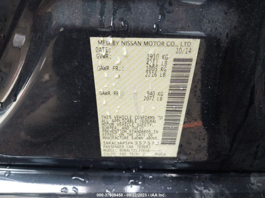 2015 NISSAN ALTIMA 2.5 SL - 1N4AL3AP5FN357572
