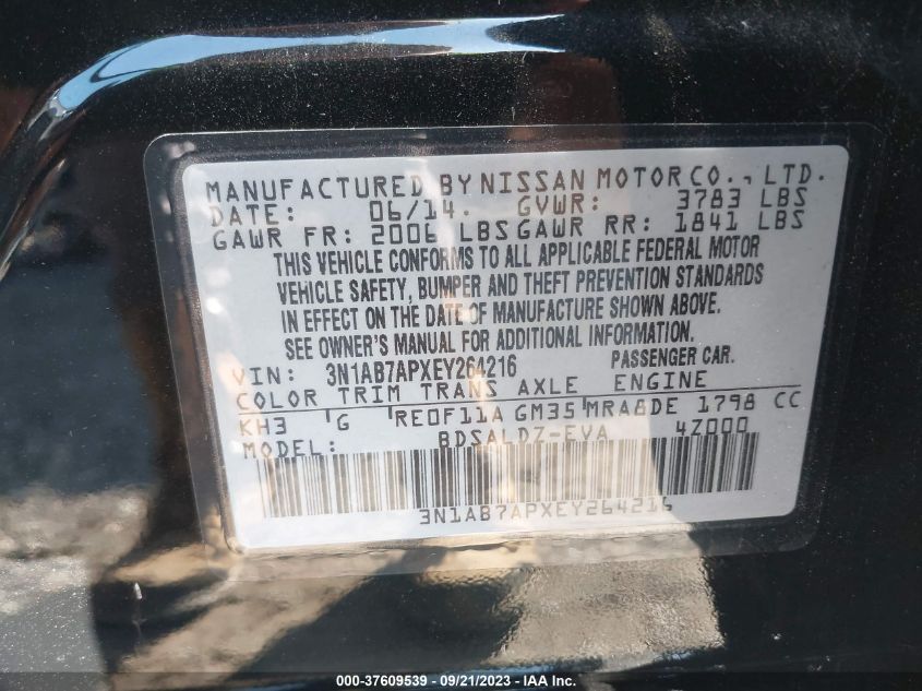 2014 NISSAN SENTRA SV - 3N1AB7APXEY264216