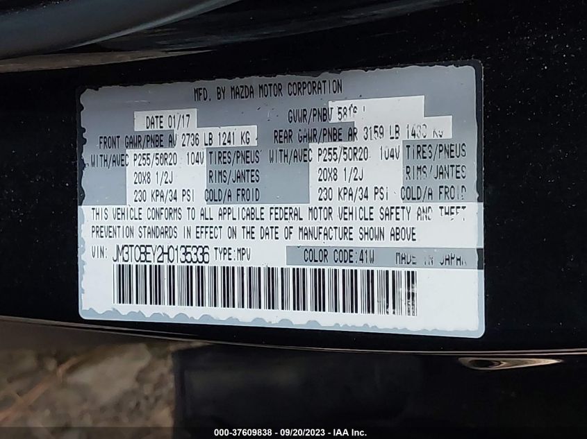 2017 MAZDA CX-9 SIGNATURE - JM3TCBEY2H0135336