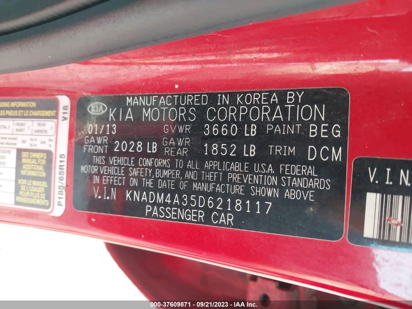 2013 KIA RIO LX - KNADM4A35D6218117