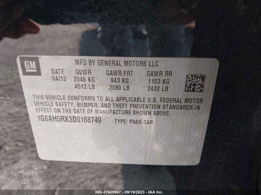 2013 CADILLAC ATS LUXURY - 1G6AH5RX3D0168749