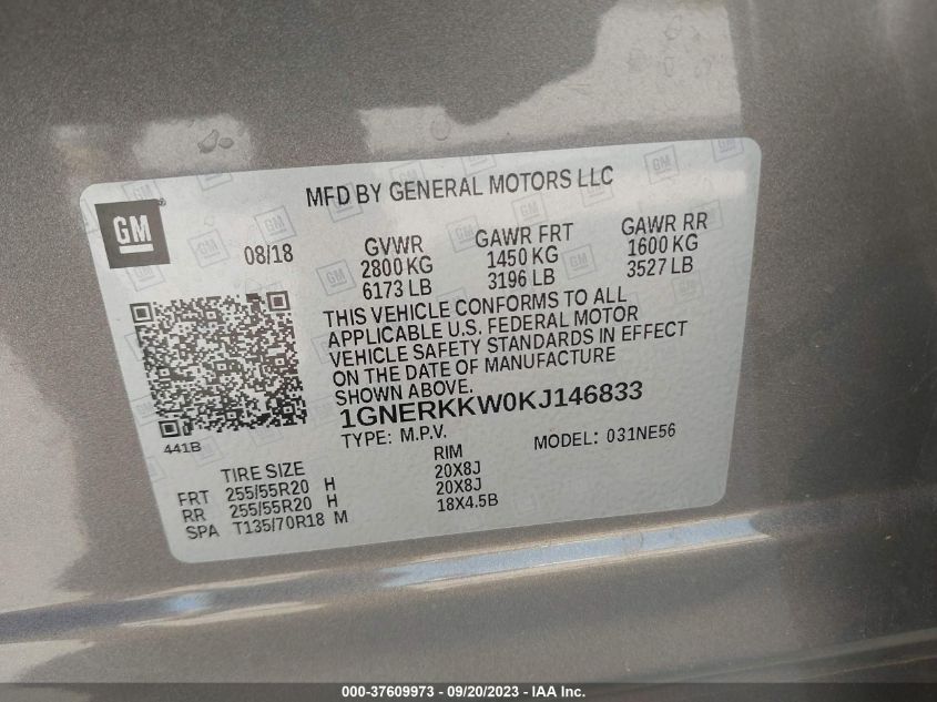 1GNERKKW0KJ146833 Chevrolet Traverse PREMIER 9