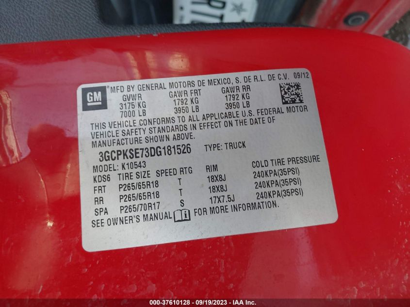 2013 CHEVROLET SILVERADO 1500 LT - 3GCPKSE73DG181526