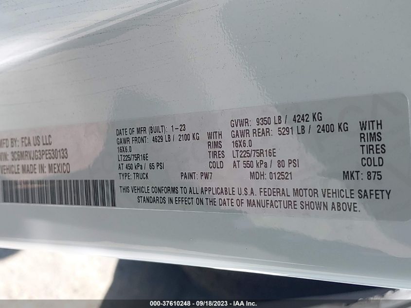 2023 RAM PROMASTER CARGO VAN - 3C6MRVJG3PE530133