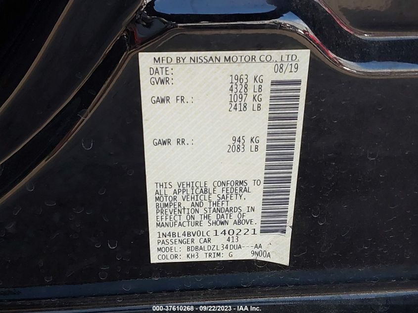 2020 NISSAN ALTIMA 2.5 S - 1N4BL4BV0LC140221