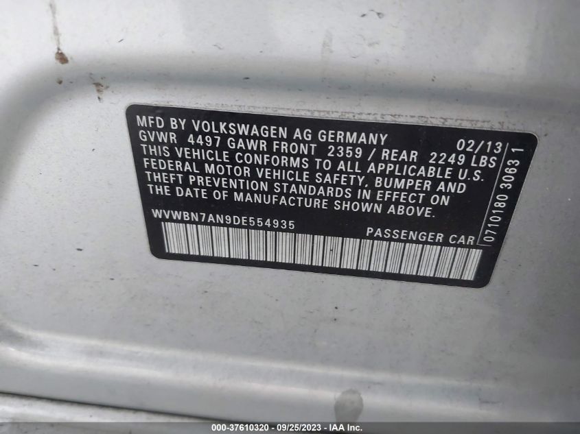 2013 VOLKSWAGEN CC SPORT - WVWBN7AN9DE554935