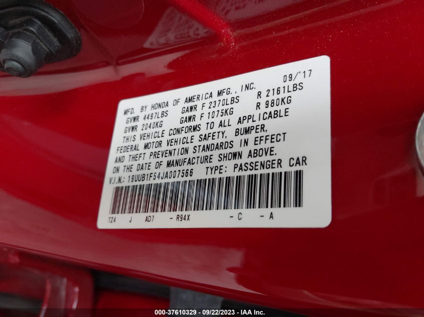 2018 ACURA TLX W/TECHNOLOGY PKG - 19UUB1F54JA007566