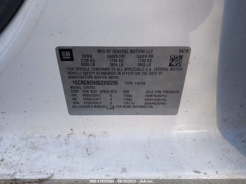 2016 CHEVROLET SILVERADO 1500 WORK TRUCK - 1GCRCNEH0GZ292295