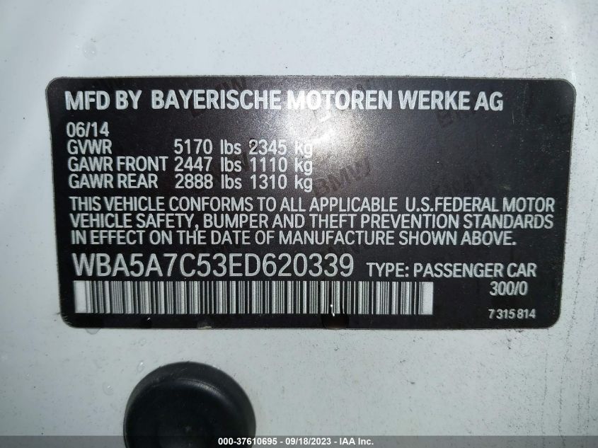 2014 BMW 5 SERIES 528I XDRIVE - WBA5A7C53ED620339
