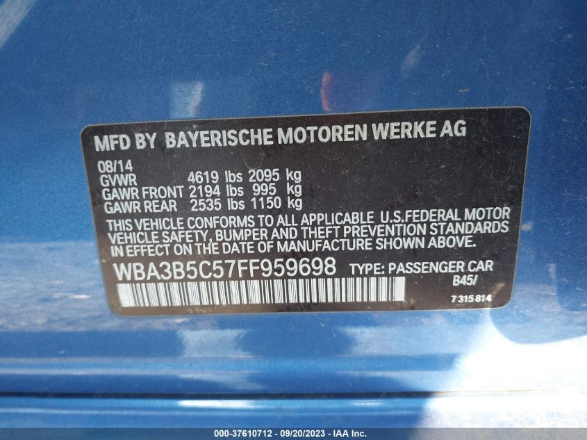 2015 BMW 3 SERIES 328I XDRIVE - WBA3B5C57FF959698