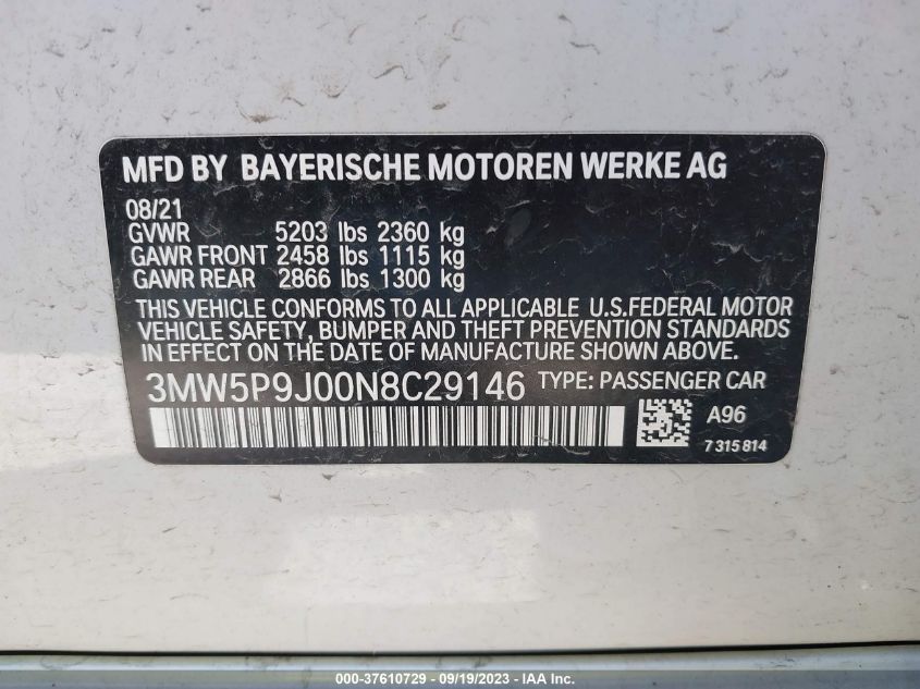 2022 BMW 3 SERIES 330E XDRIVE - 3MW5P9J00N8C29146