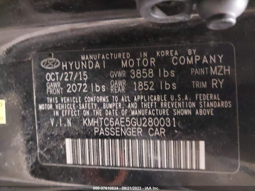 2016 HYUNDAI VELOSTER TURBO - KMHTC6HE5GU080031