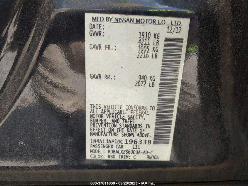 2013 NISSAN ALTIMA 2.5 SL - 1N4AL3AP1DC196338