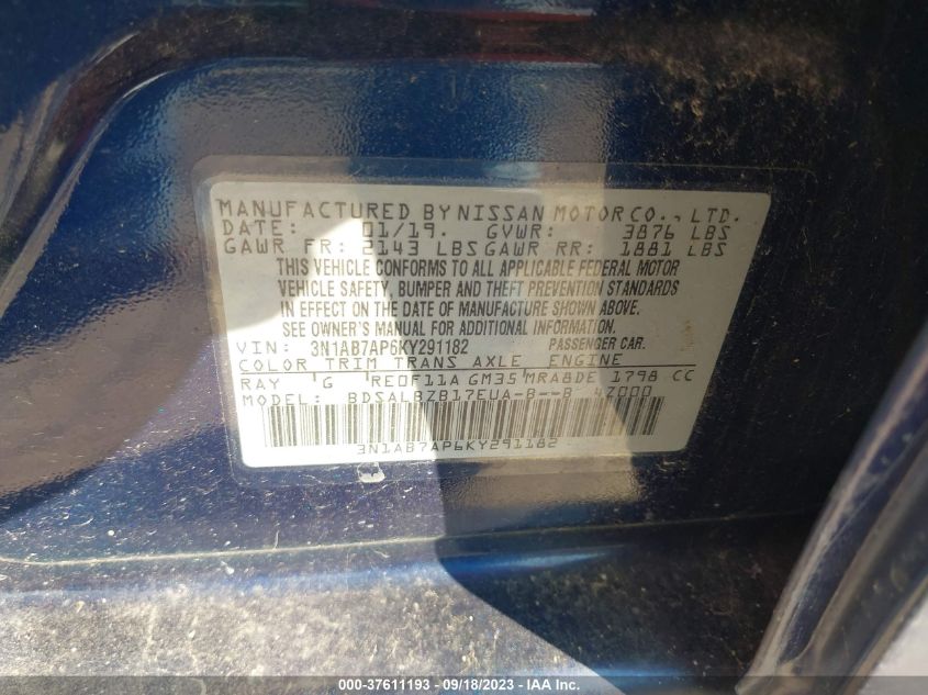 2019 NISSAN SENTRA S - 3N1AB7AP6KY291182