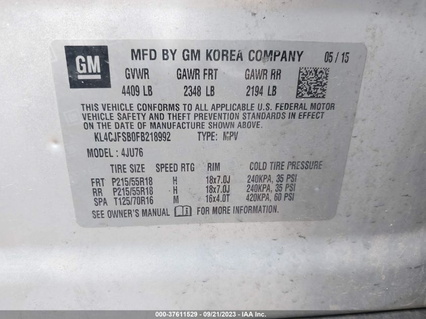 2015 BUICK ENCORE CONVENIENCE - KL4CJFSB0FB218992