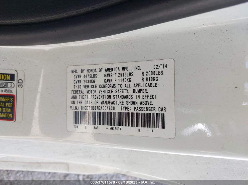 2014 HONDA ACCORD COUPE EX-L 1HGCT2B87EA004830