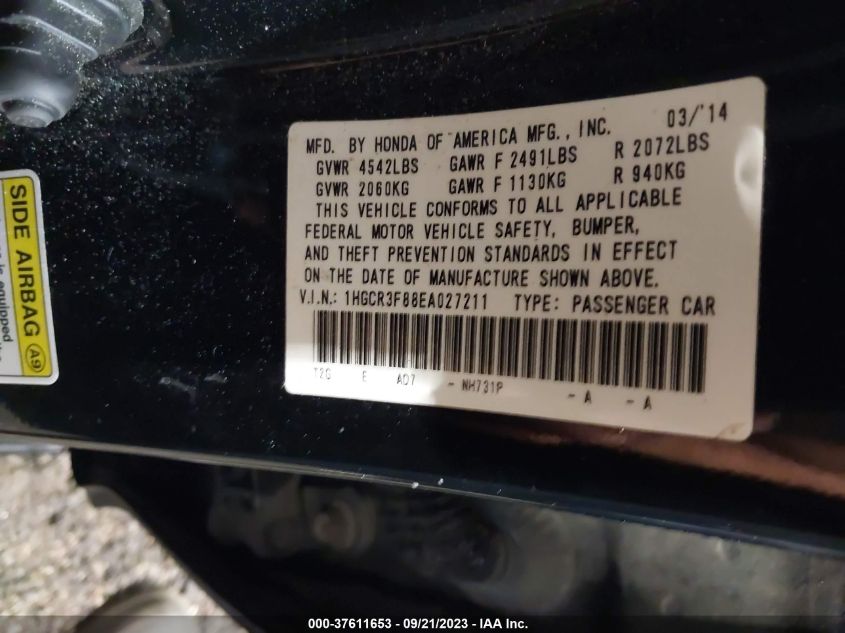 2014 HONDA ACCORD SEDAN EX-L - 1HGCR3F88EA027211
