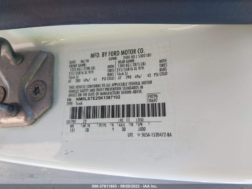 2019 FORD TRANSIT CONNECT VAN XL - NM0LS7E25K1387102