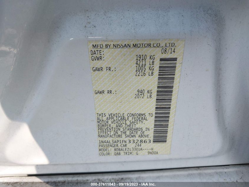 2015 NISSAN ALTIMA 2.5 S - 1N4AL3AP1FN332863