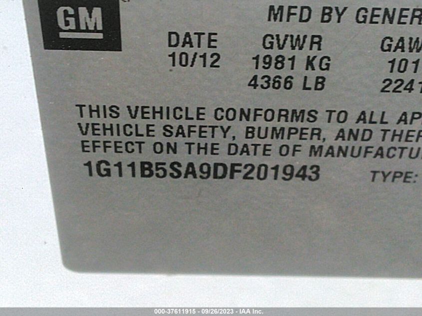 2013 CHEVROLET MALIBU LS - 1G11B5SA9DF201943