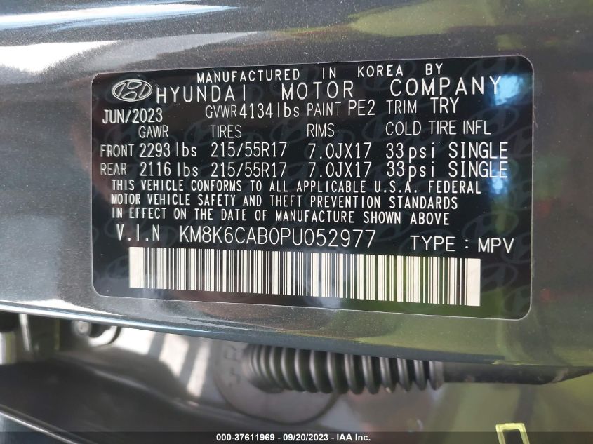 VIN KM8K6CAB0PU052977 2023 HYUNDAI KONA SEL