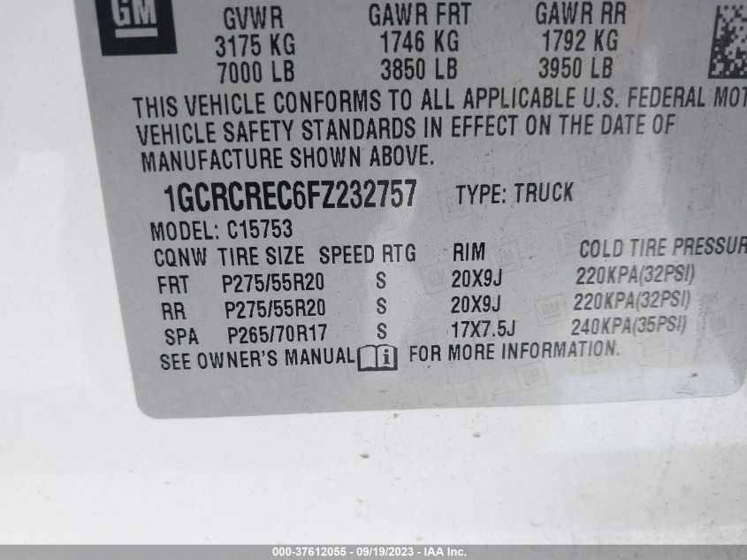 2015 CHEVROLET SILVERADO 1500 LT - 1GCRCREC6FZ232757