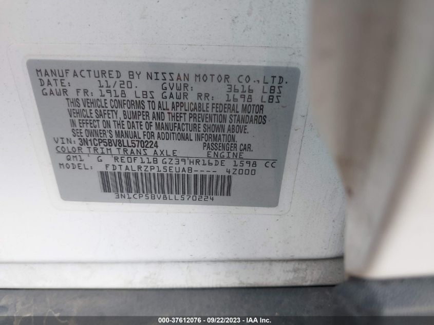 2020 NISSAN KICKS S - 3N1CP5BV8LL570224