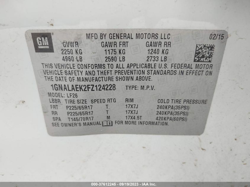 2015 CHEVROLET EQUINOX LS - 1GNALAEK2FZ124228