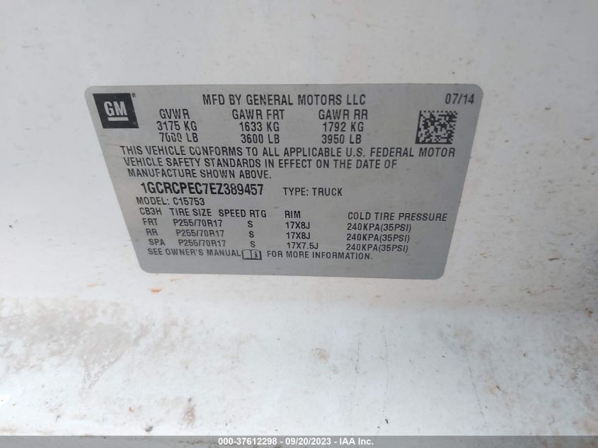 2014 CHEVROLET SILVERADO 1500 WORK TRUCK - 1GCRCPEC7EZ389457