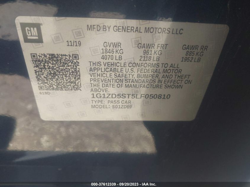 2020 CHEVROLET MALIBU LT - 1G1ZD5ST5LF050810